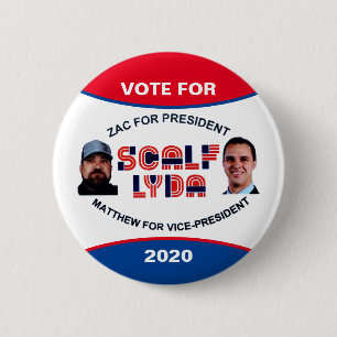 Zac Scalf voor President 2020 Ronde Button 5,7 Cm
