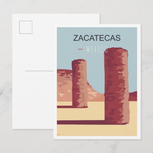 Zacatecas Mexico Art Vintage Travel Illustratie Briefkaart (Voorkant / Achterkant)