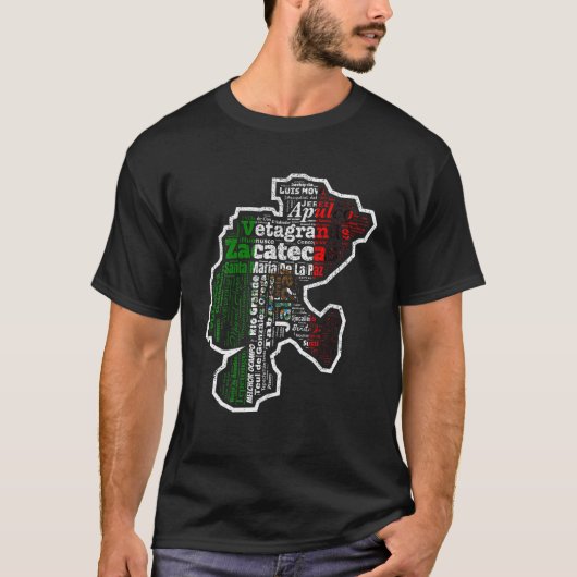 Zacatecas Mexico Mapa Bandera Mexicana State T Shi T-shirt (Voorkant)
