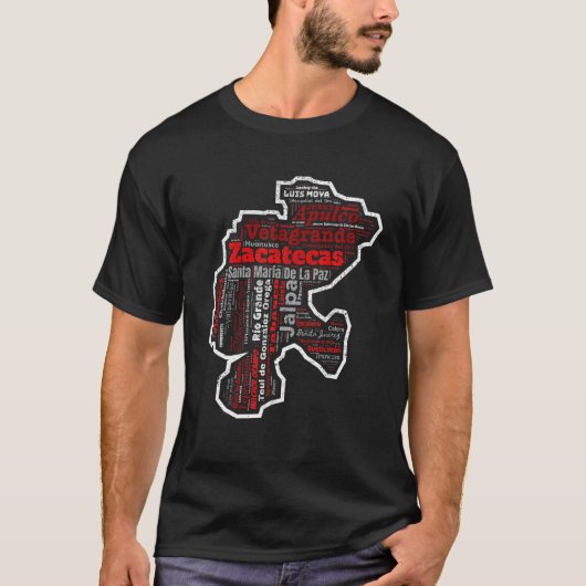 Zacatecas Mexico Mapa Municipios Mexican State TS T-shirt (Voorkant)
