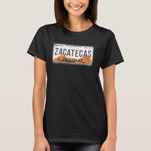 Zacatecas Mexico State License Bord T-shirt (Voorkant)