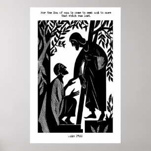 Zacchaeus en Jezus Kunstprint Lukas 19 Schriftuur Poster