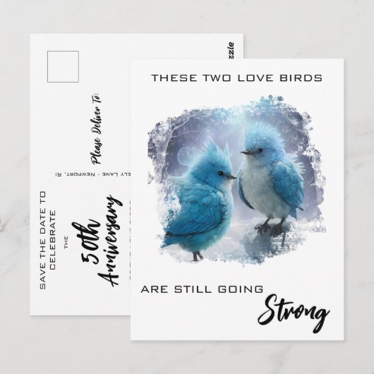 *~* Zach jubileum-liefdes vogeltjes AP54 Kunst Briefkaart (Voorkant / Achterkant)