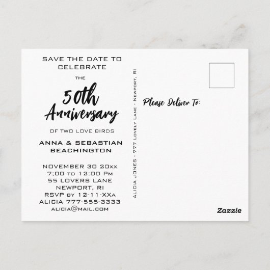 *~* Zach jubileum-liefdes vogeltjes AP54 Kunst Briefkaart (Achterkant)