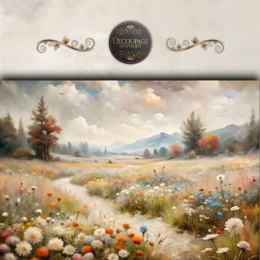 Zach Landschapsdecoupage van Wilde Bloemen Vallei Tissuepapier