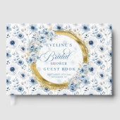 Zach pastel blauw goud boho wilde bloemen gastboek gastenboek (Voorkant)