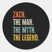Zach The , Man Myth Legend, Funny Name Zach  Ronde Sticker (Voorkant)