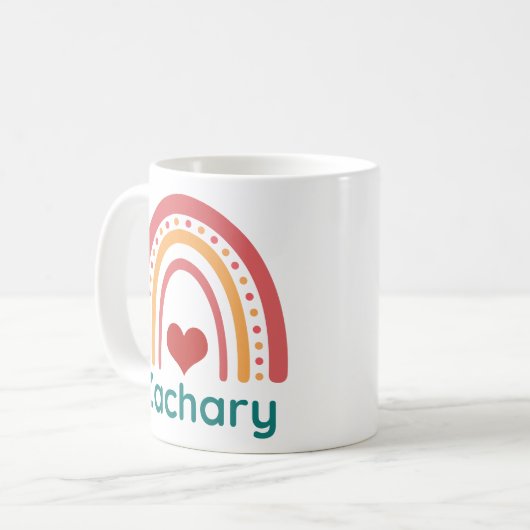 Zachary Name Boho Rainbow Koffiemok (Voorkant links)