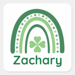 Zachary Name Clover Boho Rainbow Vierkante Sticker