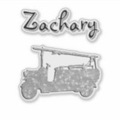 Zachary Name With A Fire Truck, Sticker (Voorkant)