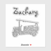 Zachary Name With A Fire Truck, Sticker (Vel)