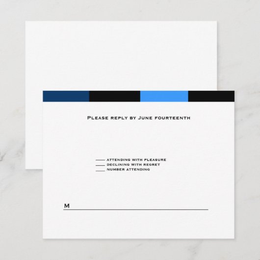 Zachary Royal Blue Navy Blue RSVP-kaart RSVP Kaartje (Voorkant / Achterkant)