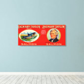Zachary Taylor Brand Salmon Label Canvas Afdruk (Insitu (Houten vloer))
