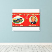 Zachary Taylor Brand Salmon Label Canvas Afdruk (Insitu (Houten vloer))