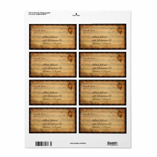 Zachée Save Date Label (Full Sheet)