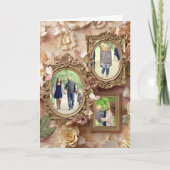 Zachgouden barok bloemige memory frame collage feestdagen kaart (Voorkant)