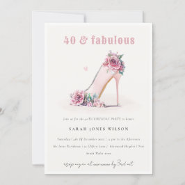 Zacht 40 Fabulous Blush High Heels Floral Birthday Kaart