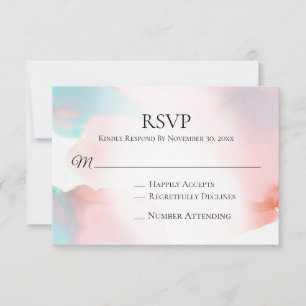 *~* Zacht Abstract Coral Aqua Wedding Insert RSVP Kaartje