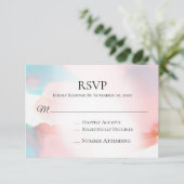 *~* Zacht Abstract Coral Aqua Wedding Insert RSVP Kaartje (Staand voorkant)