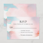 *~* Zacht Abstract Coral Aqua Wedding Insert RSVP Kaartje (Voorkant / Achterkant)