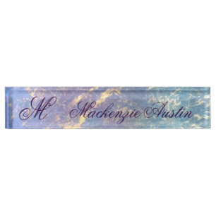 Zacht Abstract   Monogram pasta en goudplatter Naambordje