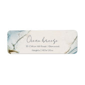 Zacht Abstract Waterverf Blue Gold Beachy Adres Etiket (Voorkant)