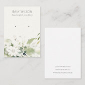 Zacht Abstract Wit Groen Bloemen 2 Oorbel Display Visitekaartje (Voorkant / Achterkant)