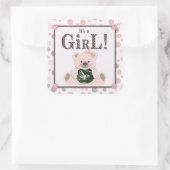 Zacht als een Teddy Bear Meisje Vierkante Sticker (Tas)