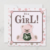 Zacht als Teddy Bear Girl Invitation Square Kaart (Voorkant)