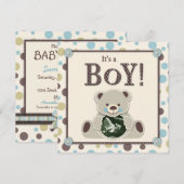 Zacht als Teddy Bear Invitation Square Kaart (Voorkant / Achterkant)