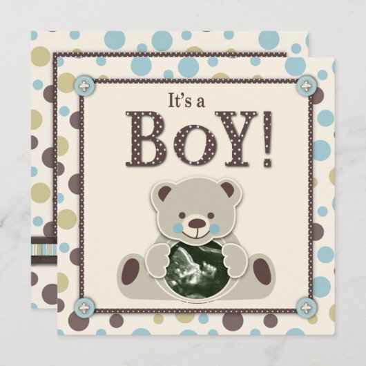 Zacht als Teddy Bear Invitation Square Kaart (Voorkant / Achterkant)