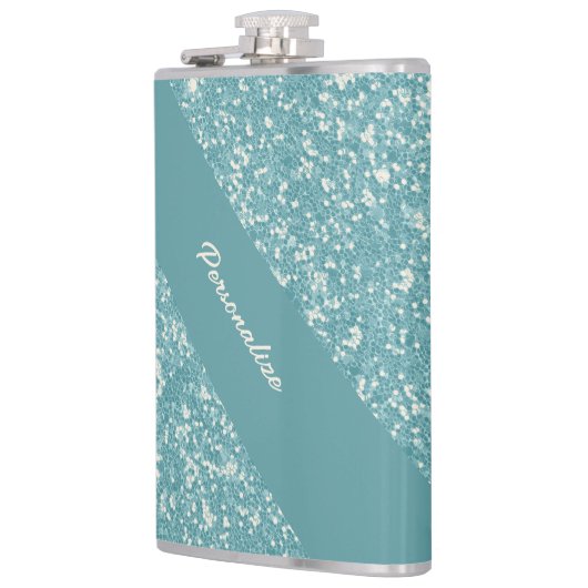 Zacht Baby Blue Glitter Trendy Chic Personalized F Heupfles (Links)