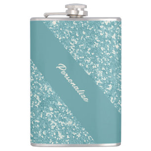 Zacht Baby Blue Glitter Trendy Chic Personalized F Heupfles
