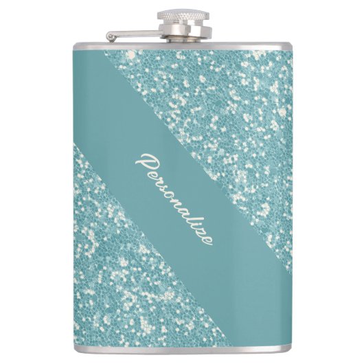 Zacht Baby Blue Glitter Trendy Chic Personalized F Heupfles (Voorkant)