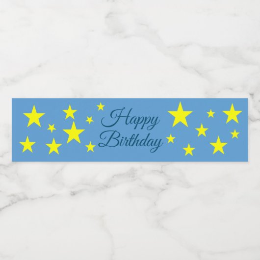 Zacht Baby Picton blauw met gouden sterren Waterfles Etiket (Enkel label)