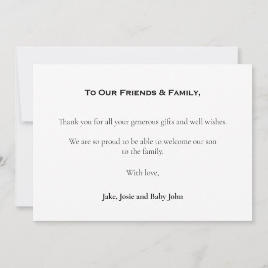 Zacht baby shower, schatje, bedankt kaart (Achterkant)