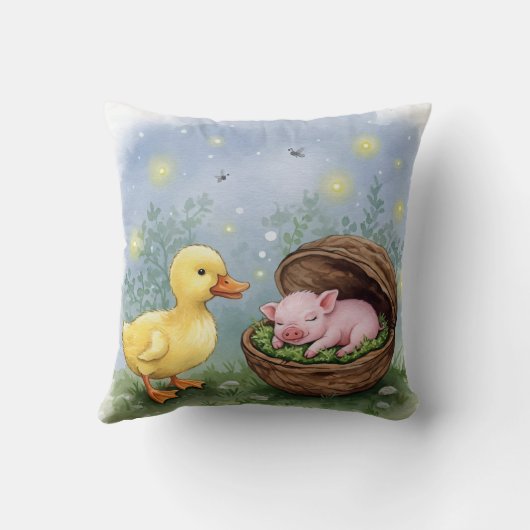 Zacht bed, eendje en biggetje kussen (Achterkant)