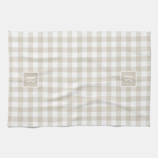 Zacht Beige Buffel Controleer Monogram Theedoek (Horizontaal)