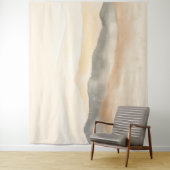 Zacht Beige en Grijze Waterverf Berglandschap Wandkleed (In situ)