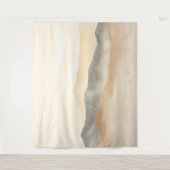 Zacht Beige en Grijze Waterverf Berglandschap Wandkleed (Voorkant)