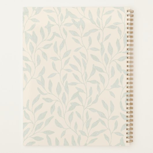 Zacht Beige en Sage Foliage Aangepaste Naam Planner (Achterkant)