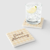 Zacht beige geruite ochtend Onderzetters – minimal (Zijkant)