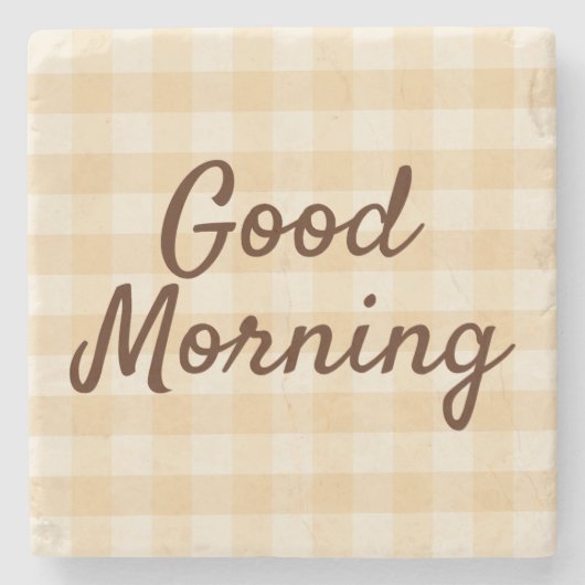 Zacht beige geruite ochtend Onderzetters – minimal (Voorkant)