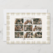 Zacht Beige Gingham Fotocollage Kerstmis Feestdagenkaart (Voorkant)