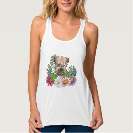 Zacht beklede tarweterriër en zomerwilde bloemen tanktop