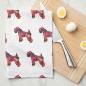 Zacht bekleed wieldeksel Terrier Dog Geo Multi Theedoek (Quarter Fold)