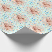 Zacht  Blauw Aangepaste Foto Moederdag Cadeau Cadeaupapier (Hoek)