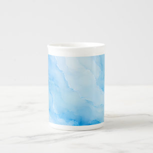 Zacht Blauw Aquarel Marmer Porselein Kop