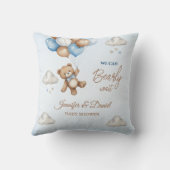 Zacht blauw Baby shower Vliegende Teddy Clouds Kussen (Achterkant)