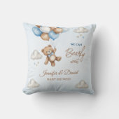 Zacht blauw Baby shower Vliegende Teddy Clouds Kussen (Voorkant)